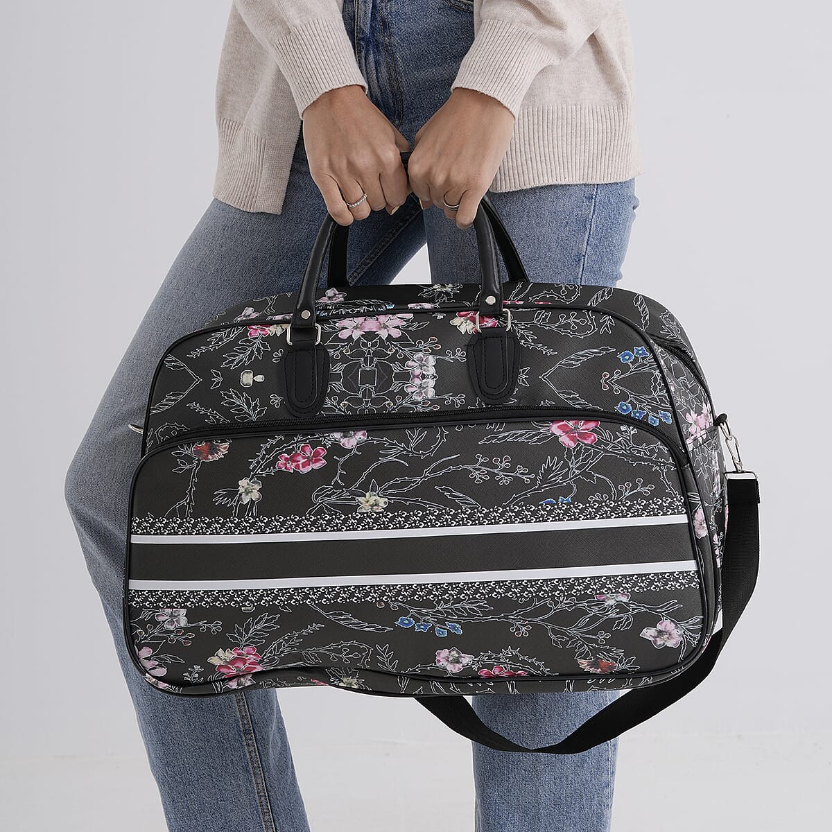 La Marey Black Faux Leather Duffel Bag image number 3