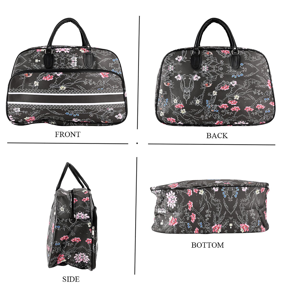 La Marey Black Faux Leather Duffel Bag image number 4