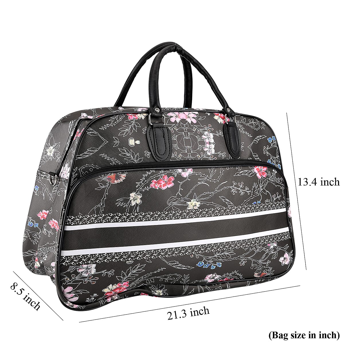 La Marey Black Faux Leather Duffel Bag image number 7