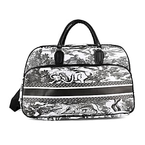 La Marey Black and White Faux Leather Duffel Bag