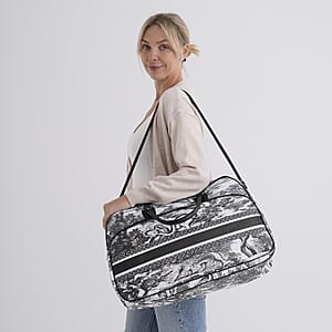 La Marey Black and White Faux Leather Duffel Bag