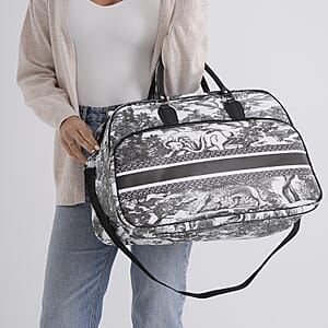 La Marey Black and White Faux Leather Duffel Bag