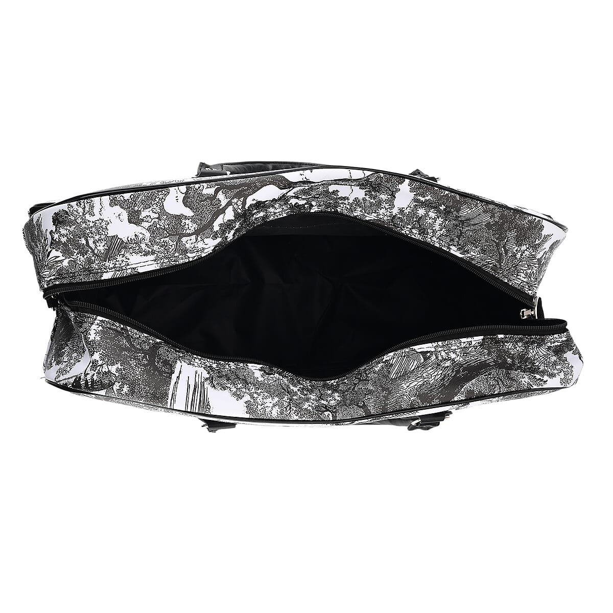 La Marey Black and White Faux Leather Duffel Bag image number 5