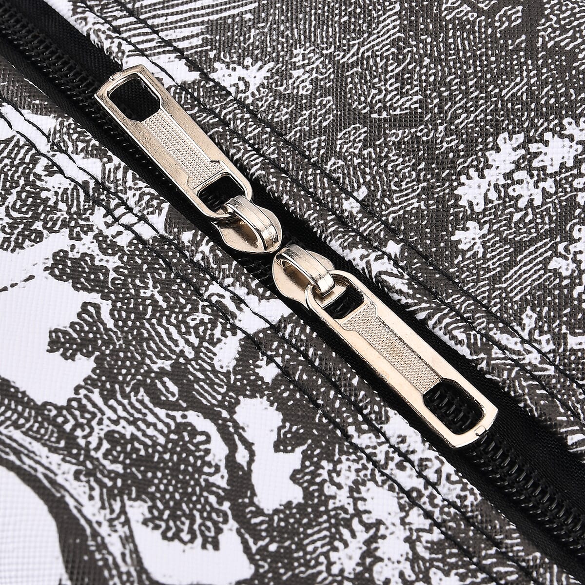 La Marey Black and White Faux Leather Duffel Bag image number 6