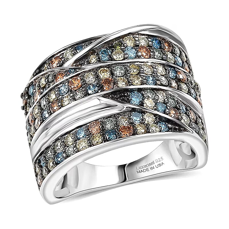 Luxuriant Lab Grown Multi Diamond Ring in Rhodium Over Sterling Silver 2.00 ctw (Size 10.0)(G-H, SI)