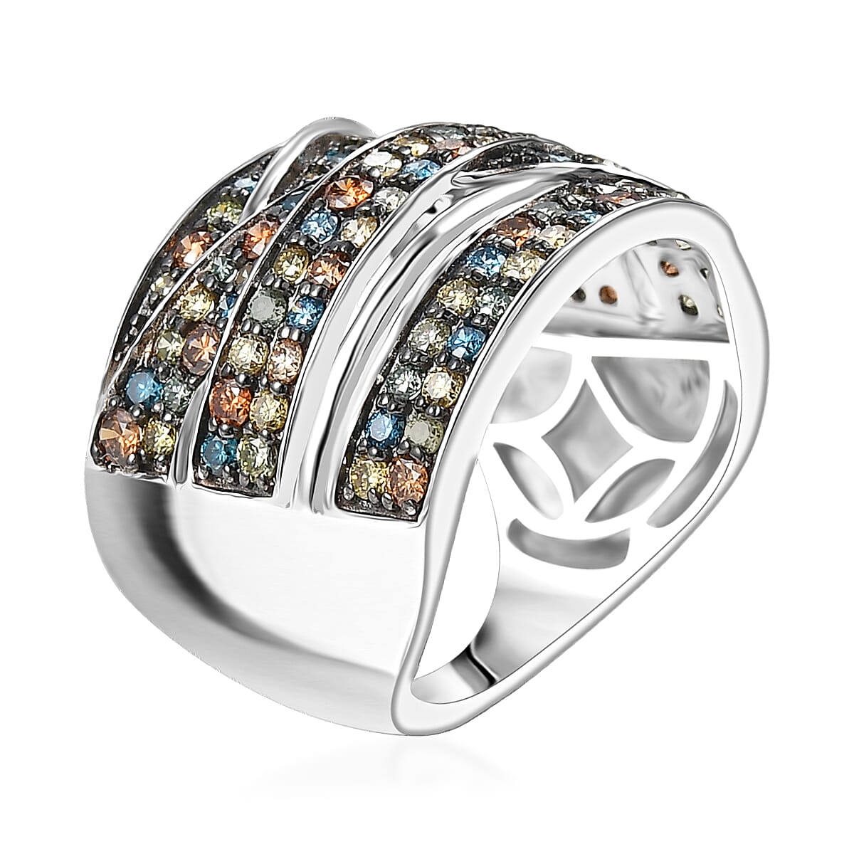 Luxuriant Lab Grown Multi Diamond G-H SI 2.00 ctw Infinity Spectrum Ring in Rhodium Over Sterling Silver (Size 10.0) image number 3