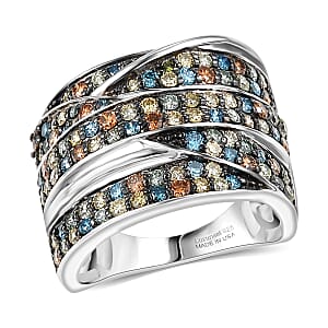 Luxuriant Lab Grown Multi Diamond G-H SI 2.00 ctw Infinity Spectrum Ring in Rhodium Over Sterling Silver (Size 6.0)