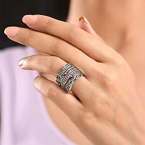 Luxuriant Lab Grown Multi Diamond Ring in Rhodium Over Sterling Silver 2.00 ctw (Size 6.0)(G-H, SI)