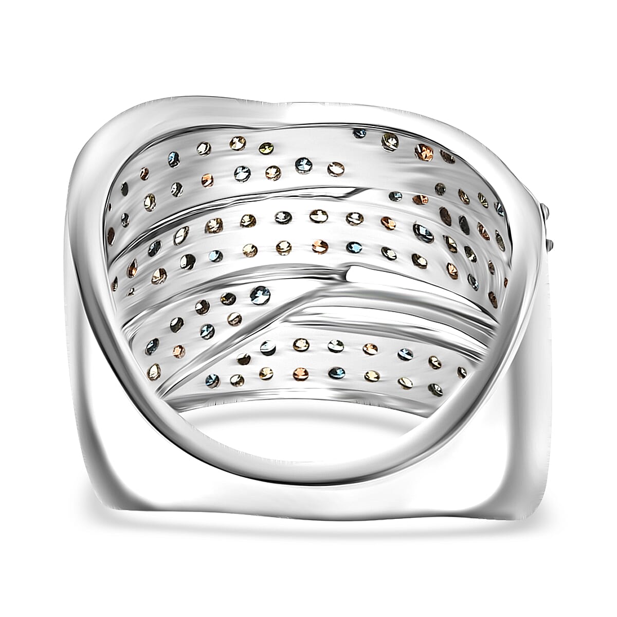 Luxuriant Lab Grown Multi Diamond G-H SI 2.00 ctw Infinity Spectrum Ring in Rhodium Over Sterling Silver (Size 6.0) image number 4