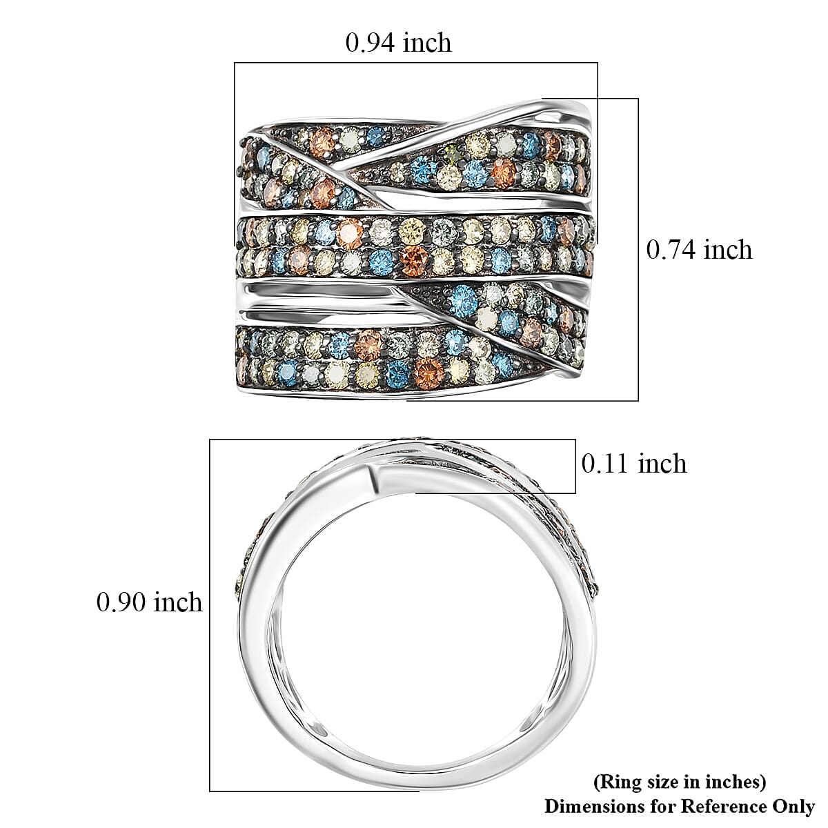 Luxuriant Lab Grown Multi Diamond G-H SI 2.00 ctw Infinity Spectrum Ring in Rhodium Over Sterling Silver (Size 6.0) image number 5