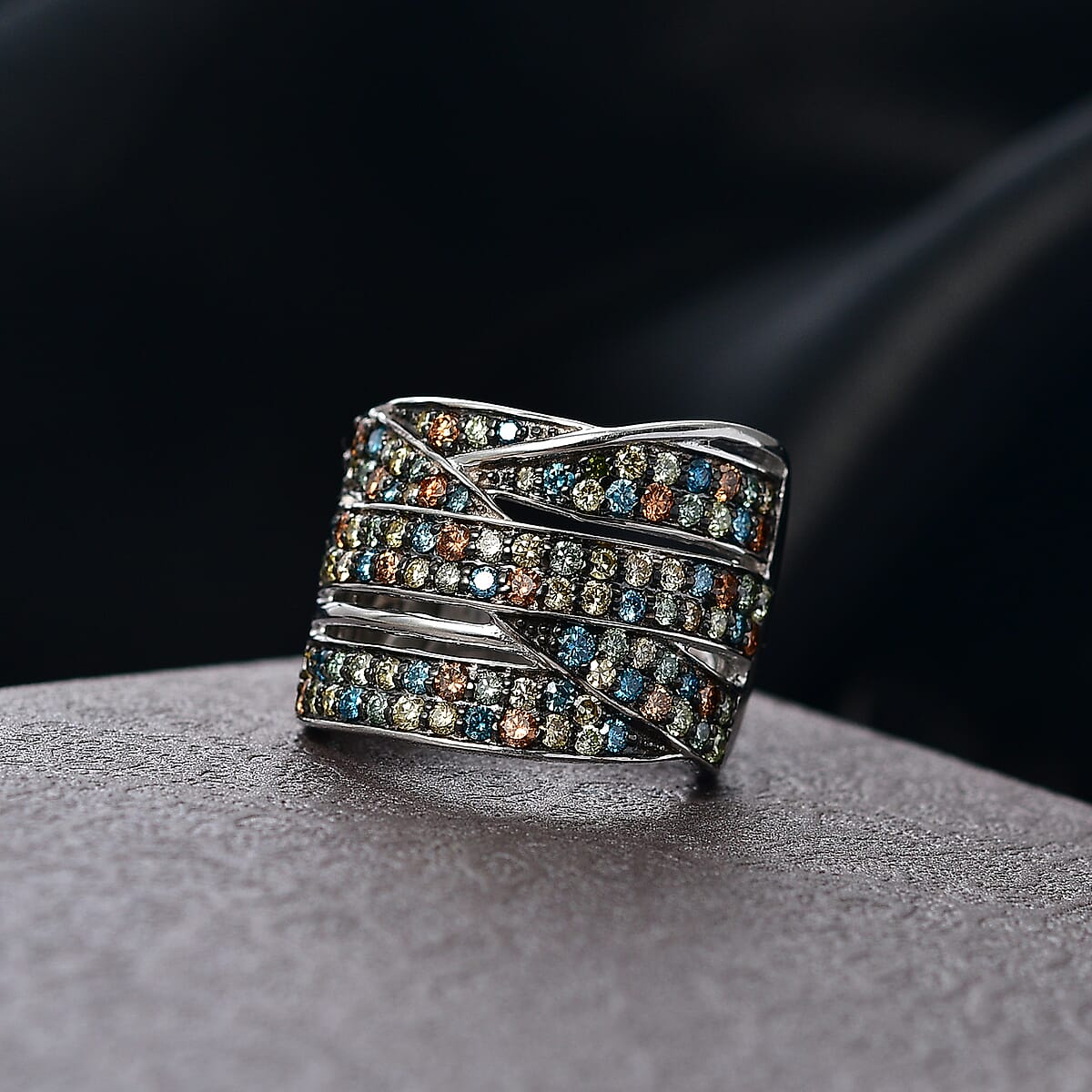 Luxuriant Lab Grown Multi Diamond G-H SI 2.00 ctw Infinity Spectrum Ring in Rhodium Over Sterling Silver (Size 7.0) image number 1