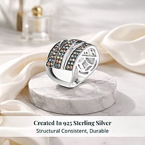 Luxuriant Lab Grown Multi Diamond Ring in Rhodium Over Sterling Silver 2.00 ctw (Size 7.0)(G-H, SI)