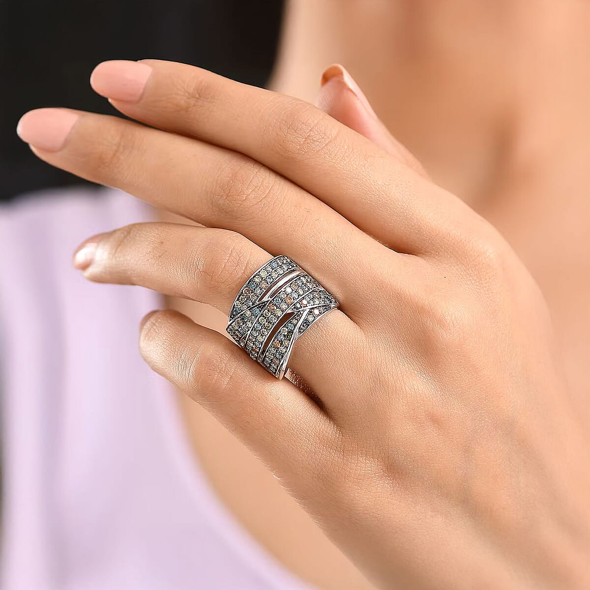 Luxuriant Lab Grown Multi Diamond Ring in Rhodium Over Sterling Silver 2.00 ctw (Size 8.0)(G-H, SI) image number 1