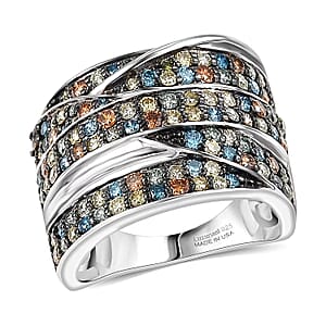 Luxuriant Lab Grown Multi Diamond Ring in Rhodium Over Sterling Silver 2.00 ctw (Size 9.0)(G-H, SI)