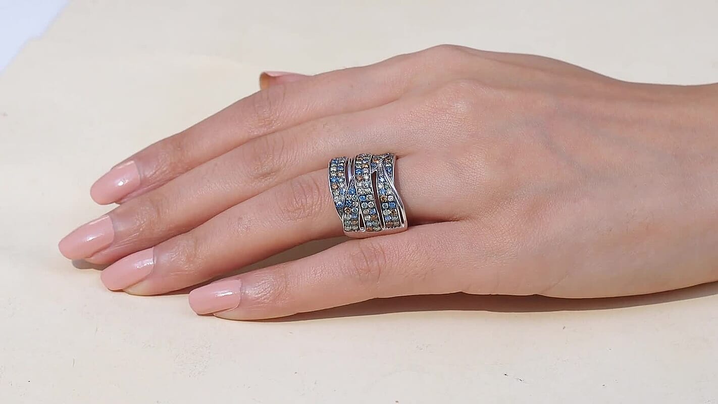 Luxuriant Lab Grown Multi Diamond (G-H, SI) Ring in Rhodium Over Sterling Silver (Size 10.0) 2.00 ctw