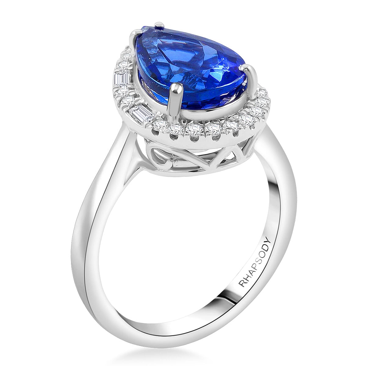 Certified & Appraised Rhapsody AAAA Tanzanite and Diamond E-F VS 4.00 ctw Ring in 950 Platinum (Size 10.0) 7.80 Grams image number 3