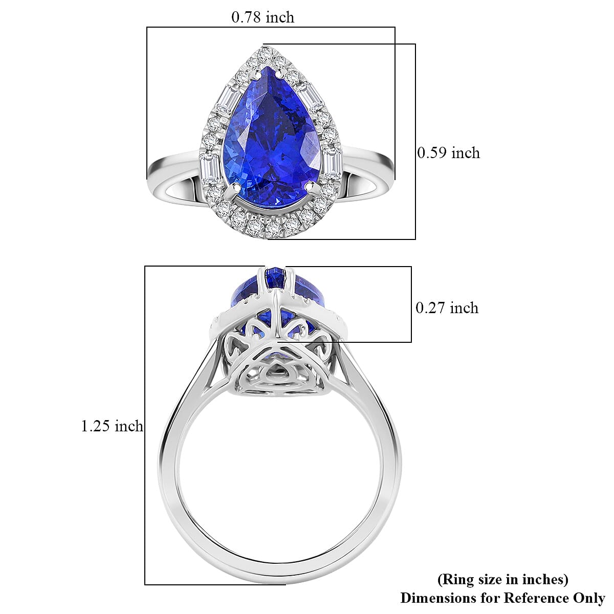 Certified & Appraised Rhapsody AAAA Tanzanite and Diamond E-F VS 4.00 ctw Ring in 950 Platinum (Size 10.0) 7.80 Grams image number 5