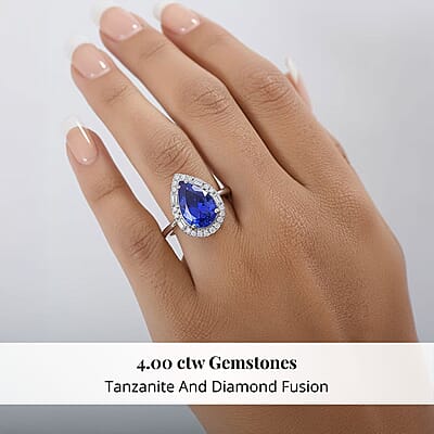Certified & Appraised Rhapsody 950 Platinum AAAA Tanzanite, Diamond (E-F, VS) Ring (Size 5.0) (7.80 g) 4.00 ctw