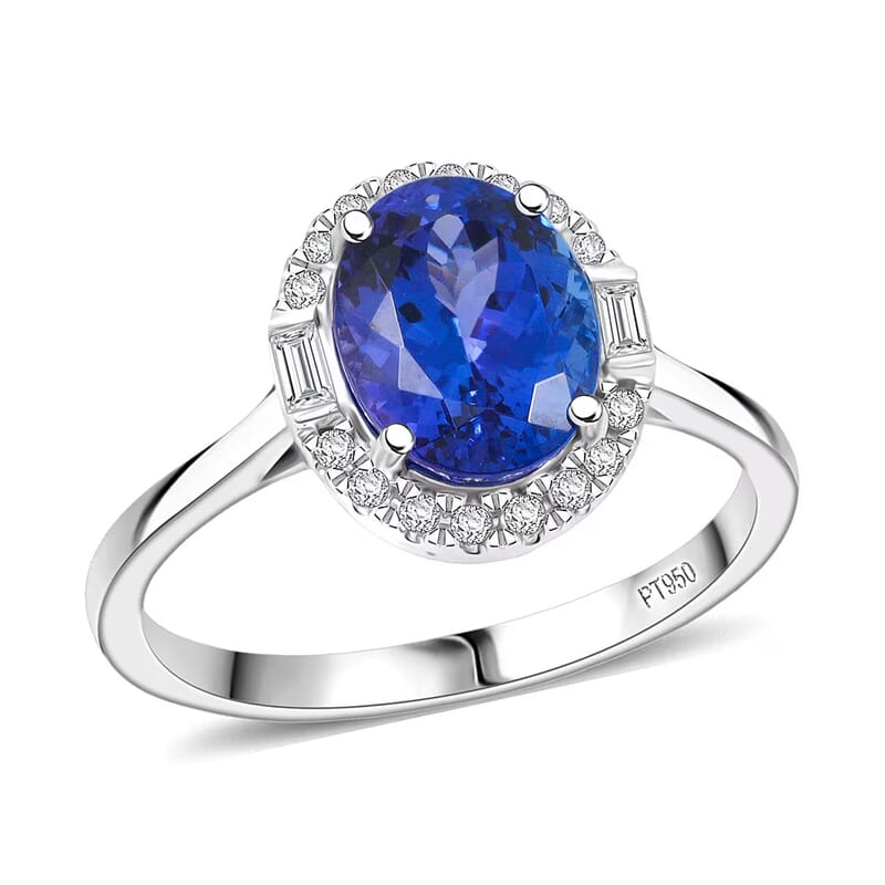 Certified & Appraised Rhapsody AAAA Tanzanite, Diamond (E-F, VS) Ring in 950 Platinum 3.15 ctw (Size 10.0)