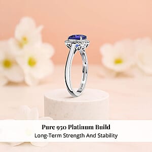 Certified & Appraised Rhapsody AAAA Tanzanite and Diamond E-F VS 3.15 ctw Ring in 950 Platinum (Size 5.0) 5.60 Grams