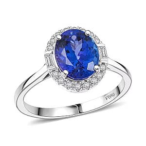 Certified & Appraised Rhapsody AAAA Tanzanite, Diamond Ring in 950 Platinum 3.15 ctw (Size 7.0)
