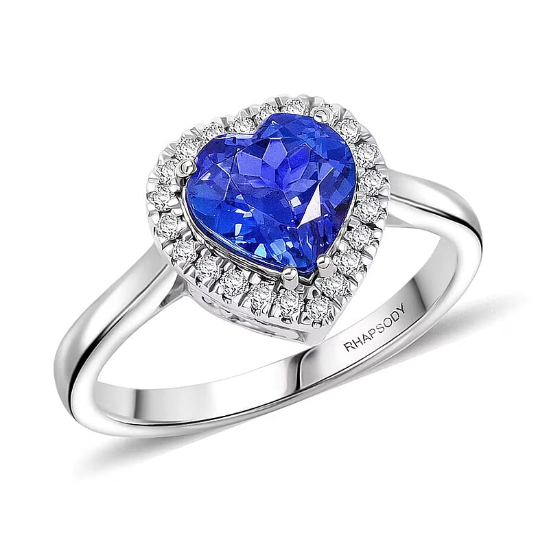 Certified & Appraised Rhapsody AAAA Tanzanite and E-F VS Diamond 2.01 ctw Ring in 950 Platinum (Size 10.0)
