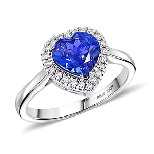 Certified & Appraised Rhapsody AAAA Tanzanite and E-F VS Diamond 2.01 ctw Ring in 950 Platinum (Size 6.0)