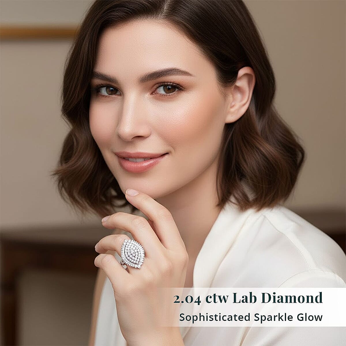 Luxuriant Lab Grown Diamond E-F VS 2.04 ctw Ring in 10K White Gold (Size 7.0) 5.20 Grams image number 1