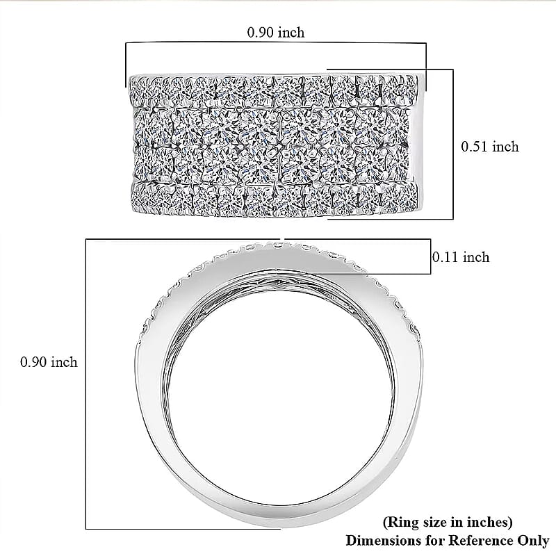 Luxuriant Lab Grown Diamond (G-H, VS) Ring in Sterling Silver 2.15 ctw (Size 6.0)