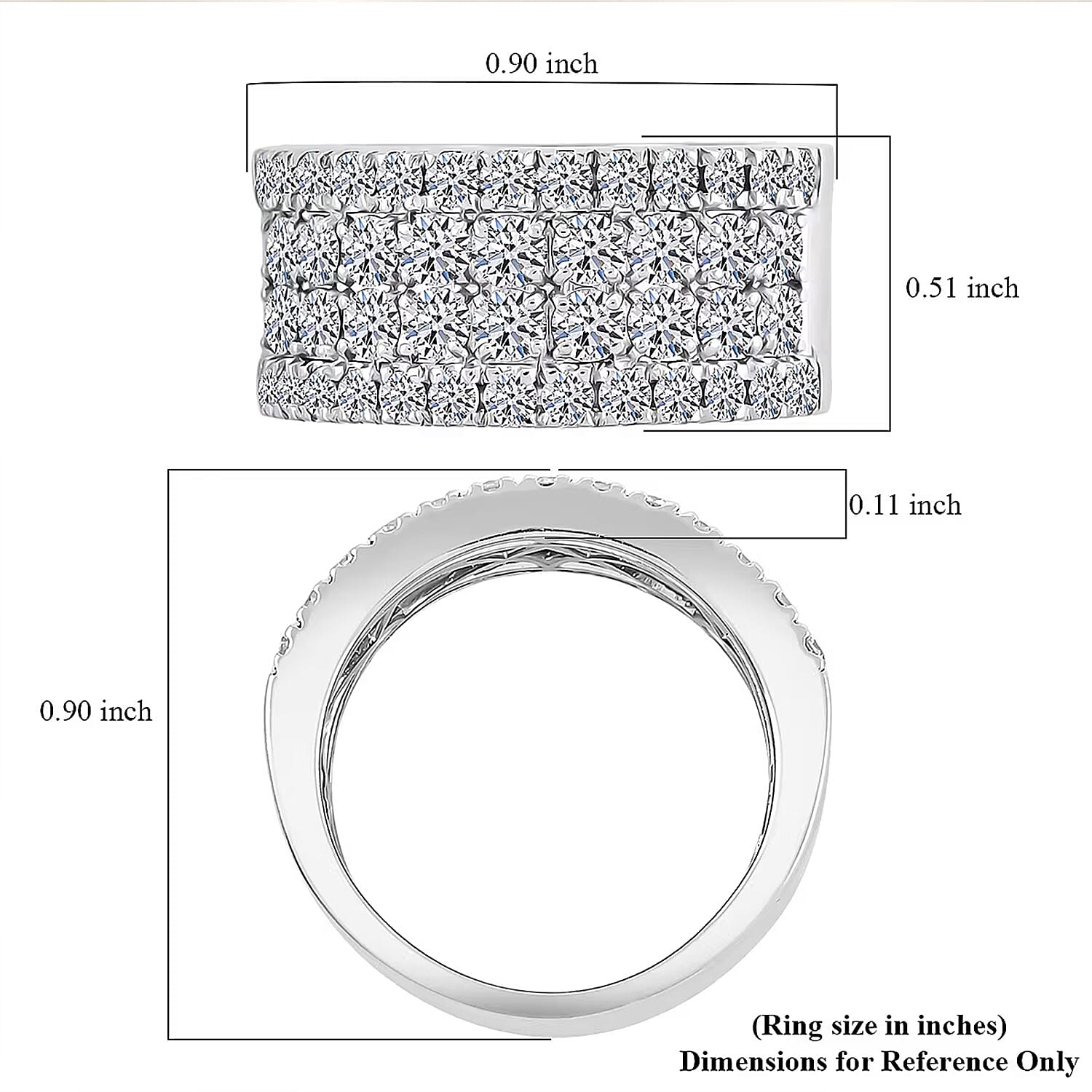 Luxuriant Lab Grown Diamond (G-H, VS) Ring in Sterling Silver 2.15 ctw (Size 7.0)