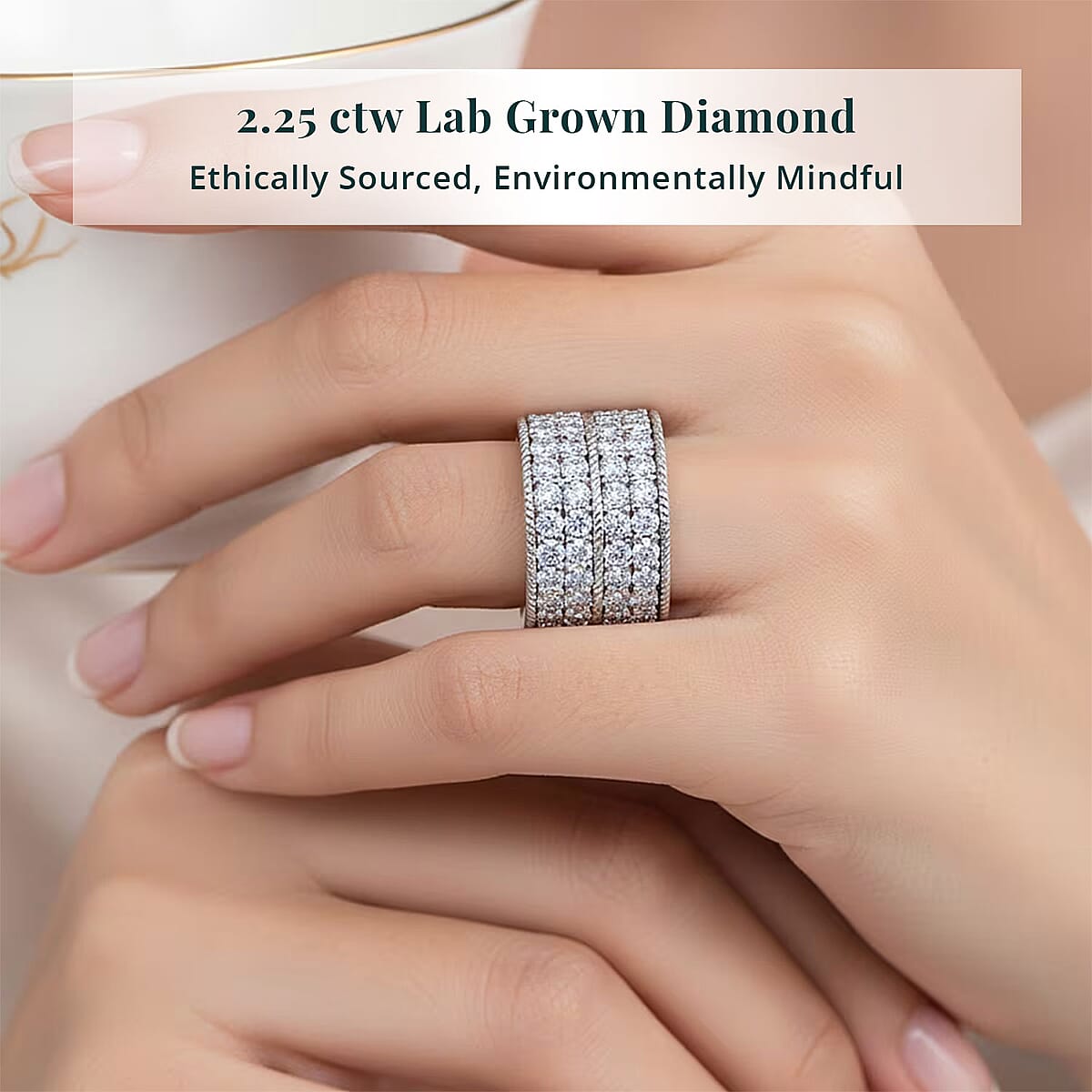Luxuriant Lab Grown Diamond G-H SI 2.25 ctw Timeless Sparkles Band Ring in Sterling Silver (Size 8.0) image number 1