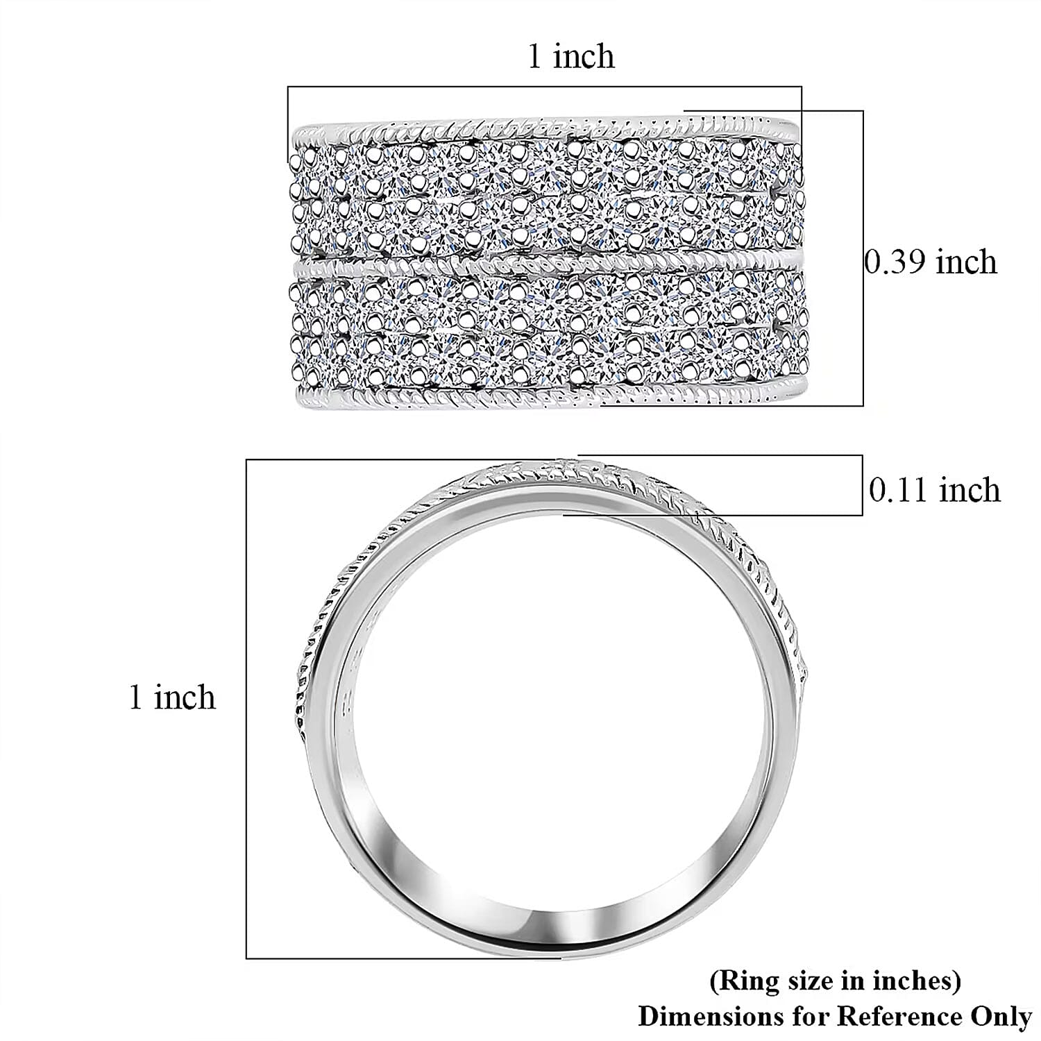 Luxuriant Lab Grown Diamond G-H SI 2.25 ctw Timeless Sparkles Band Ring in Sterling Silver (Size 8.0)