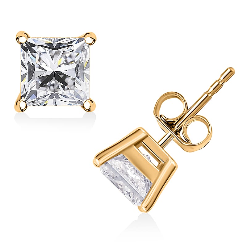  Luxuriant Lab Grown Diamond E-F VS 2.00 ctw Solitaire Stud Earrings in 14K Yellow Gold