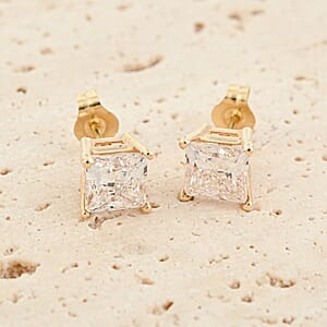 Doorbuster Luxuriant Lab Grown Diamond E-F VS 2.00 ctw Solitaire Stud Earrings in 14K Yellow Gold