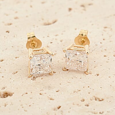  Luxuriant Lab Grown Diamond E-F VS 2.00 ctw Solitaire Stud Earrings in 14K Yellow Gold