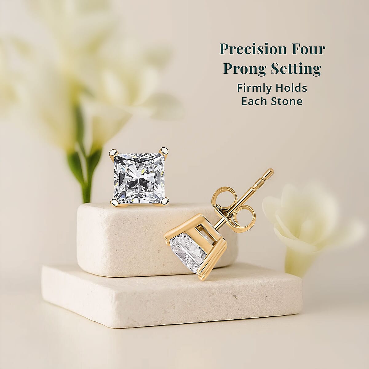 Doorbuster Luxuriant Lab Grown Diamond E-F VS 2.00 ctw Solitaire Stud Earrings in 14K Yellow Gold image number 4