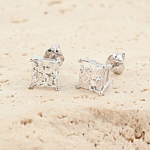 Luxuriant Lab Grown Diamond (E-F, VS) Solitaire Stud Earrings in 14K White Gold 2.00 ctw