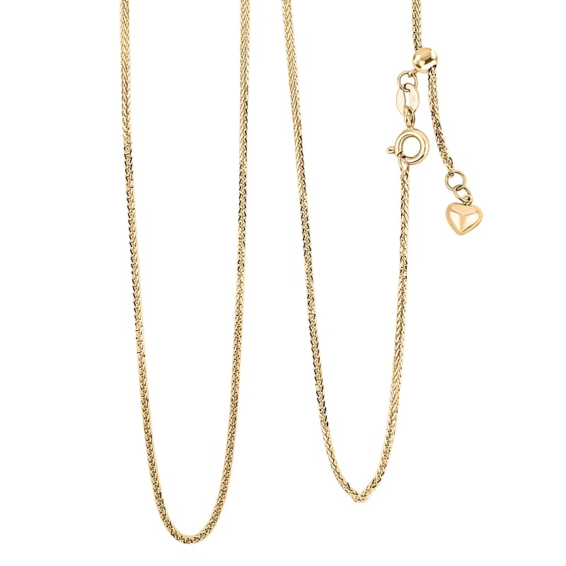 Wheat Adjustable Chain Necklace in 10K Yellow Gold 2.4 Grams 24 Inches