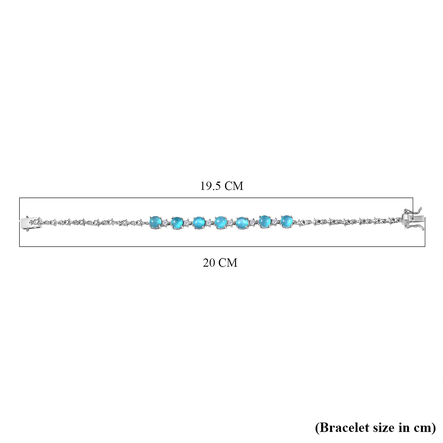 D'Joy Premium Paraiba Moonstone and White Zircon 7.50 ctw Bracelet in Rhodium Over Sterling Silver (7.50 In)