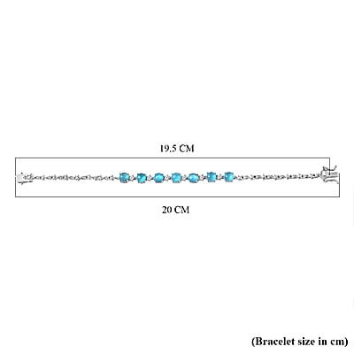 D'Joy Premium Paraiba Moonstone and White Zircon 7.50 ctw Bracelet in Rhodium Over Sterling Silver (7.50 In)