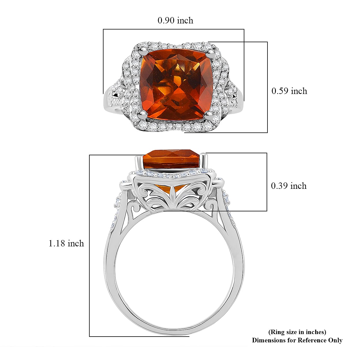 Doorbuster D'Joy AAA Santa Ana Madeira Citrine and Moissanite 5.50 ctw Poinsettia flower Ring in Rhodium Over Sterling Silver (Size 7.0) image number 5