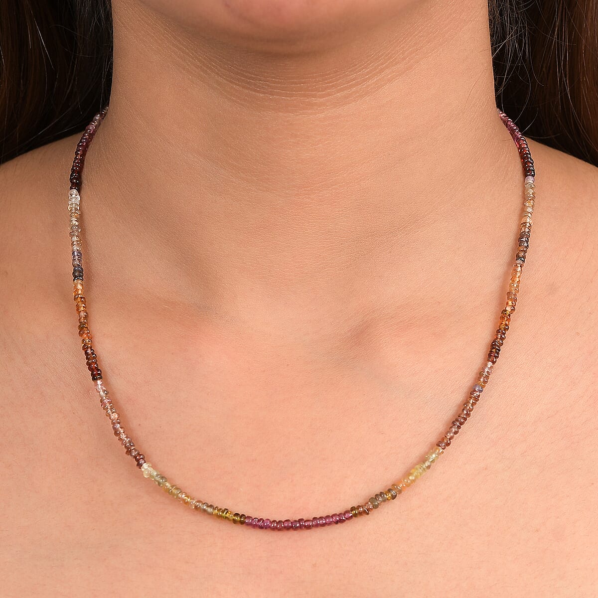 Doorbuster D'Joy Premium Multi Sapphire 45.00 ctw Beaded Necklace in 18K Vermeil Yellow Gold Over Sterling Silver 18-20 Inches image number 2