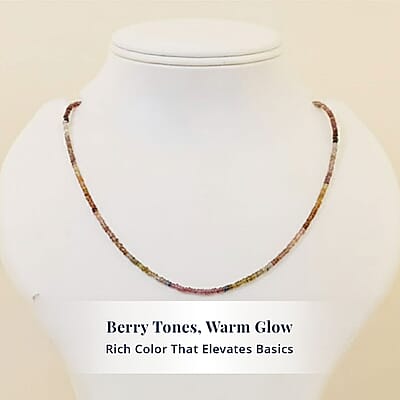 D'Joy Premium Multi Sapphire 45.00 ctw Beaded Necklace in 18K Vermeil Yellow Gold Over Sterling Silver 18-20 Inches