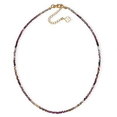 D'Joy Premium Multi Sapphire 45.00 ctw Beaded Necklace in 18K Vermeil Yellow Gold Over Sterling Silver 18-20 Inches