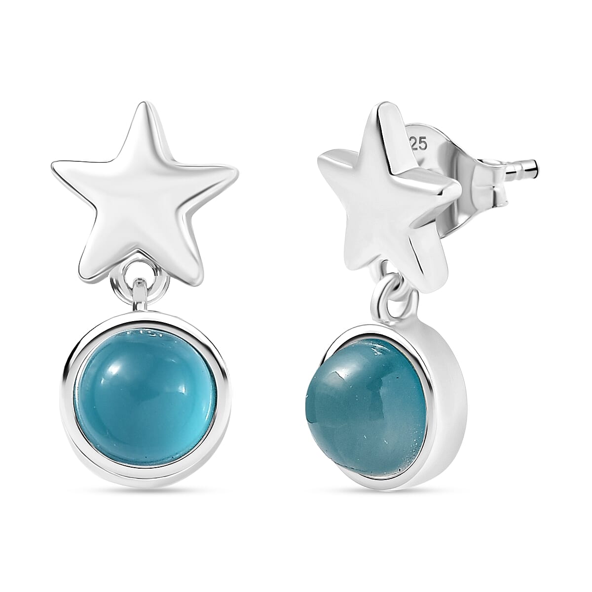 D'Joy Premium Paraiba Moonstone 2.00 ctw Earrings in Platinum Over Sterling Silver