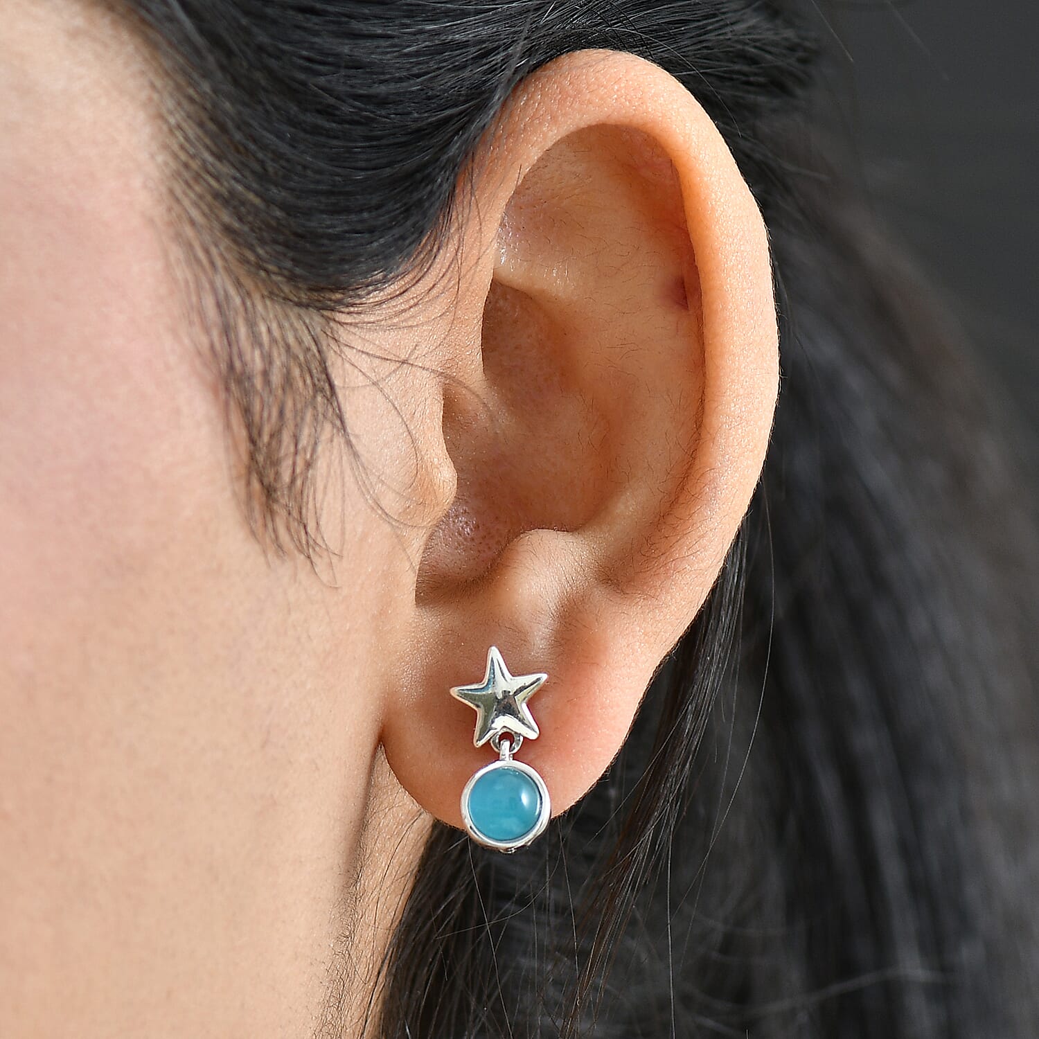 D'Joy Premium Paraiba Moonstone 2.00 ctw Earrings in Platinum Over Sterling Silver