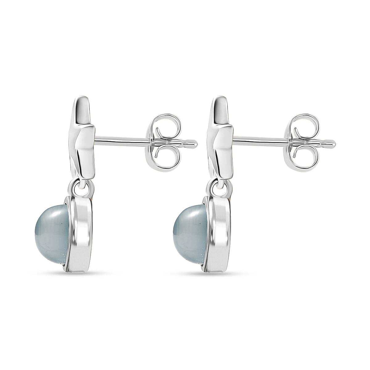 D'Joy Premium Paraiba Moonstone 2.00 ctw Earrings in Platinum Over Sterling Silver