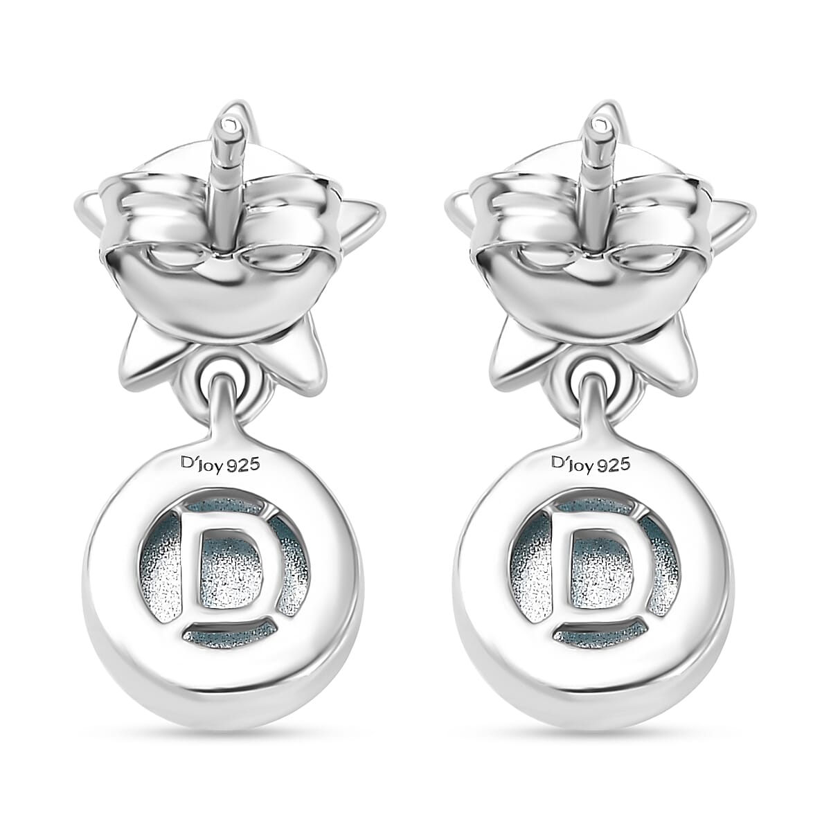 D'Joy Premium Paraiba Moonstone 2.00 ctw Earrings in Platinum Over Sterling Silver