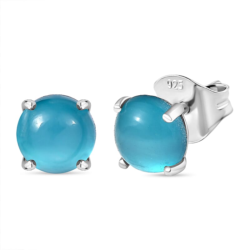 D'Joy Premium Paraiba Moonstone 2.00 ctw Earrings in Platinum Over Sterling Silver