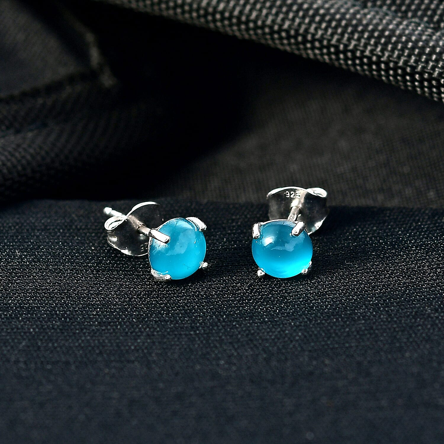 D'Joy Premium Paraiba Moonstone 2.00 ctw Earrings in Platinum Over Sterling Silver